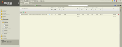 Aprēķināto summu kopsavilkums pa objektiem.